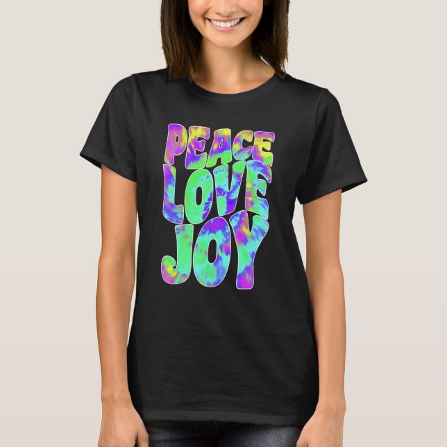 Camiseta Love Peace Joy  Hippie Tie Dye Batik Style (Anverso)