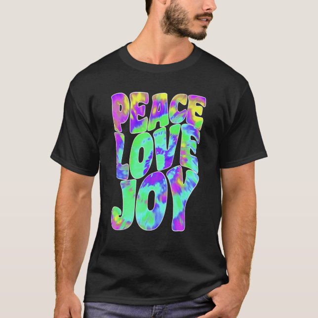 Camiseta Love Peace Joy  Hippie Tie Dye Batik Style (Anverso)