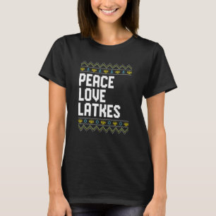 Camiseta Love Peace Latkes Hanukkah Chanukah Jewish