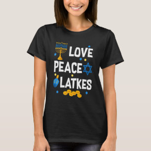 Camiseta Love Peace Latkes Hanukkah Chanukah Jewish