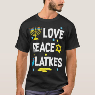 Camiseta Love Peace Latkes Hanukkah Chanukah Jewish