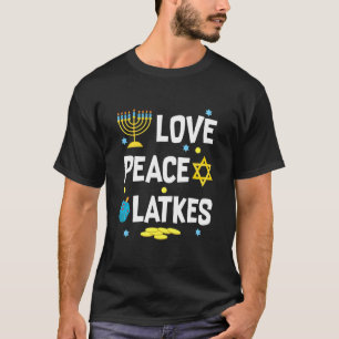 Camiseta Love Peace Latkes Hanukkah Chanukah Jewish