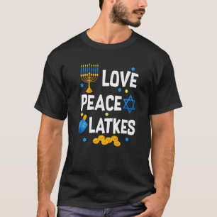 Camiseta Love Peace Latkes Hanukkah Chanukah Jewish