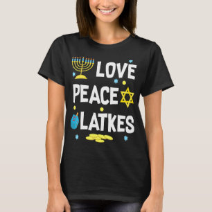 Camiseta Love Peace Latkes Hanukkah Chanukah Jewish Funny