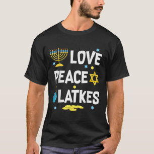 Camiseta Love Peace Latkes Hanukkah Chanukah Jewish Funny G