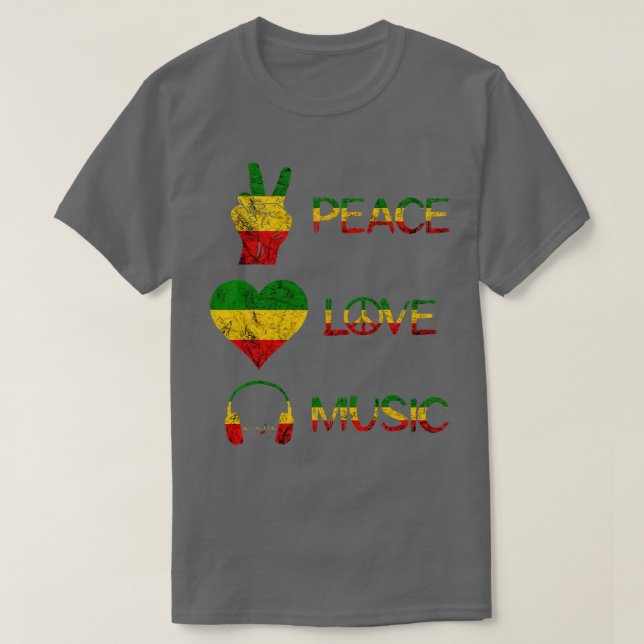Camiseta Love Peace Music Rasta Reggae Rastafari Roots Regg (Diseño del anverso)