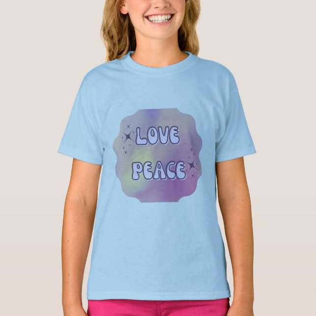 Camiseta Love Peace Pastel Aesthetic Kids T-Shirt (Anverso)