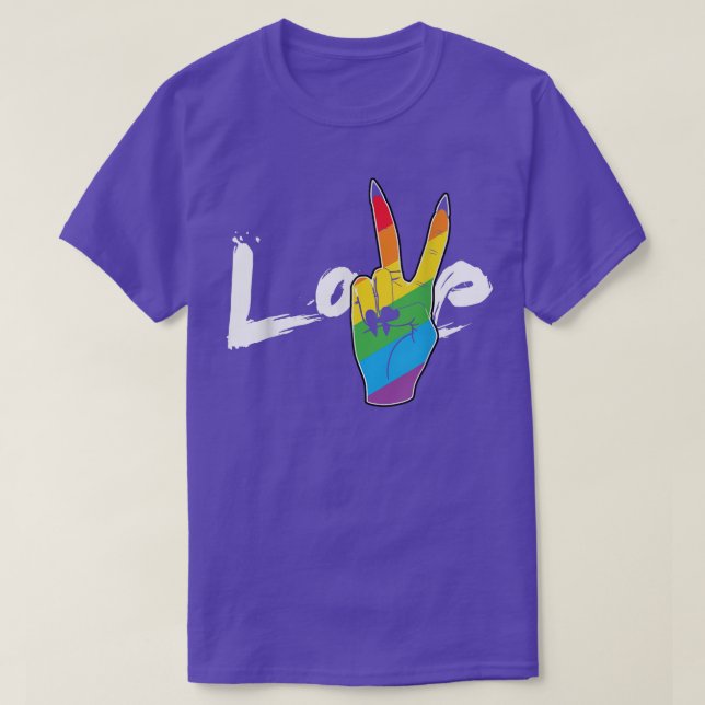 Camiseta Love Peace Sign Rainbow Lesbian LGBT Parade Gay Pr (Diseño del anverso)