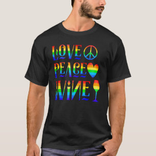 Camiseta Love Peace Wine Rainbow Pride Tolerancia LGBT