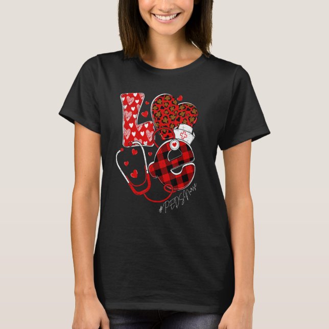 Camiseta LOVE Pediatric Nurse PEDS Valentine's Day Nursing  (Anverso)