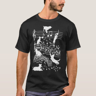 Camiseta Love Piano Music Cute Cat Jugando En Notas Musical