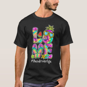 Camiseta Love Pineapple Flip Flops Tie Dye Bus Driver Life