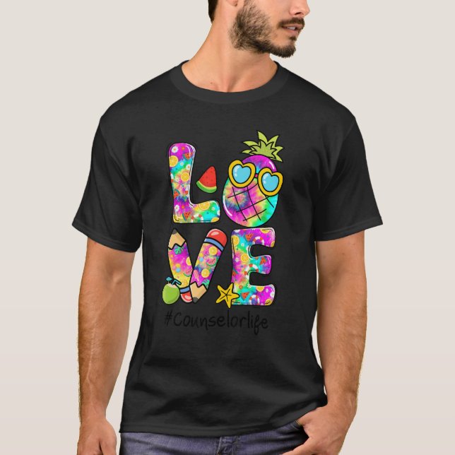 Camiseta Love Pineapple Pencil Tie Dye Consejero Life Summe (Anverso)