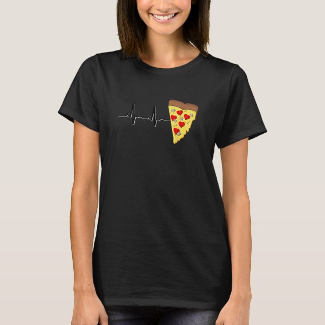 Camiseta Love Pizza Ekg Heart Beat Pepperoni Valentines Men (Anverso)
