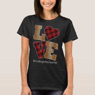 Camiseta LOVE Plaid Red Leopard Kindergarten Valent