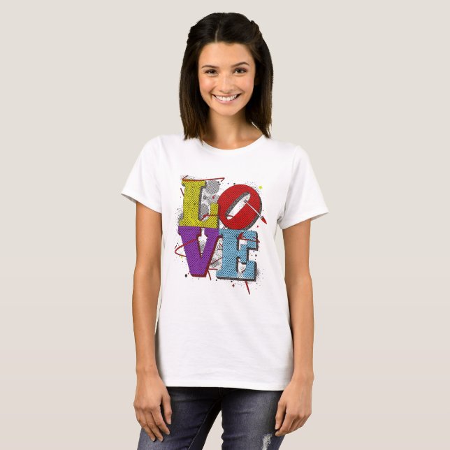 Camiseta LOVE Pop Art  – Retro Valentine’s T-Shirt (Anverso completo)
