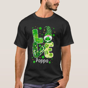 Camiseta Love Poppa Gnome Lover Leopard Shamrock St
