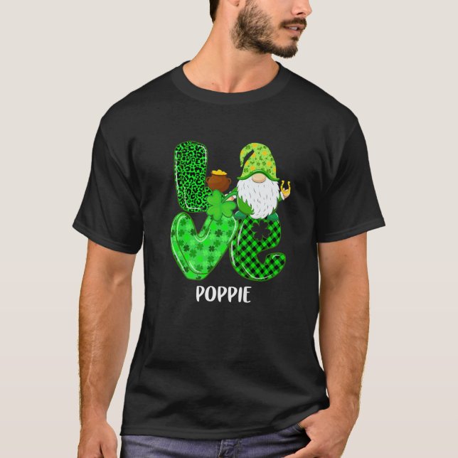 Camiseta Love Poppie Gnome Shamrock Patrick's Day Matching (Anverso)