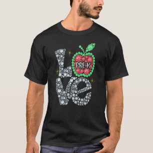 Camiseta Love Pre K Apple Cute First Day Of Pre k School Te