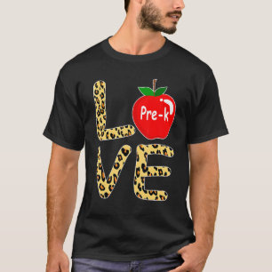 Camiseta Love Pre K Leopard Back To School Teacher Student
