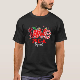 Camiseta Love Pre K Squad Cute Teacher de Preescolar Valent