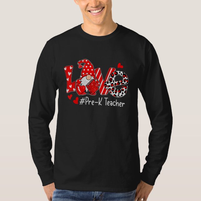 Camiseta Love Pre K Teacher Heart Leopard Teacher Valentine (Anverso)
