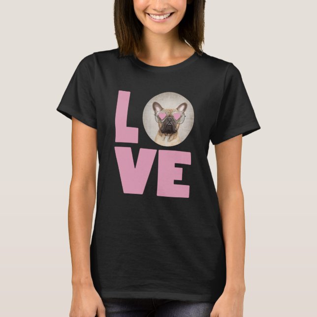 Camiseta LOVE Pug wearing Heart Glasses Cute Pug Valentines (Anverso)