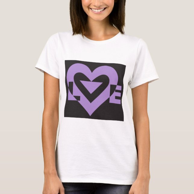 Camiseta Love Purple on Black (Anverso)
