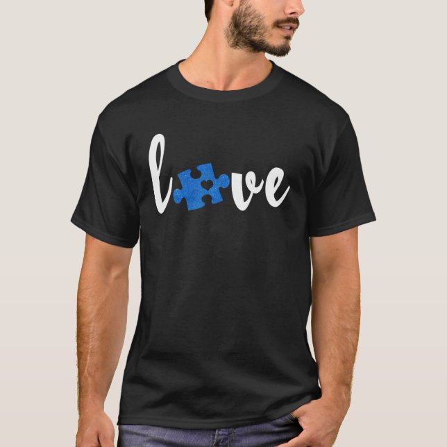 Camiseta LOVE Puzzle Pieces Heart Autism Awareness     1 (Anverso)