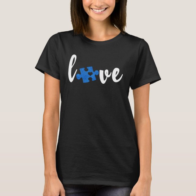 Camiseta LOVE Puzzle Pieces Heart Autism Awareness     1 (Anverso)