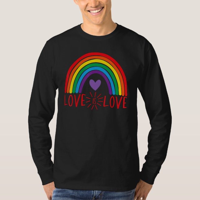 Camiseta Love Rainbow LGBTQ LGBT Pride Hearts Day Valentine (Anverso)