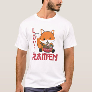 Camiseta Love Ramen Cute Fox Kawaii Foxes