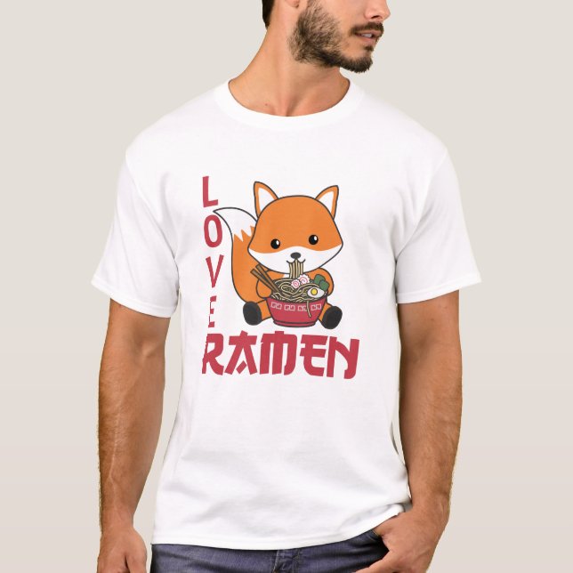 Camiseta Love Ramen Cute Fox Kawaii Foxes (Anverso)