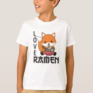Camiseta Love Ramen Cute Fox Kawaii Foxes