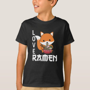 Camiseta Love Ramen Cute Fox Kawaii Foxes