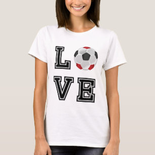 Camiseta Love Red Soccer - Cartas negras