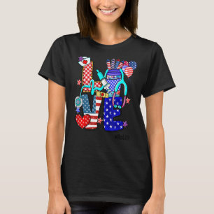 Camiseta Love Rn Life Stethoscope Fuegos artificiales Estad
