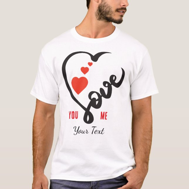 Camiseta Love & Romance Concept Design with Heart Elements (Anverso)