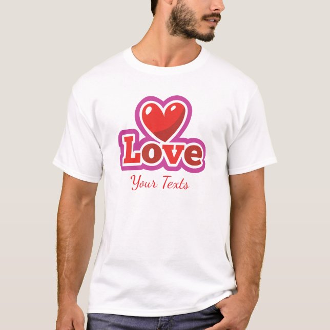 Camiseta Love & Romance Concept Design with Heart Elements (Anverso)