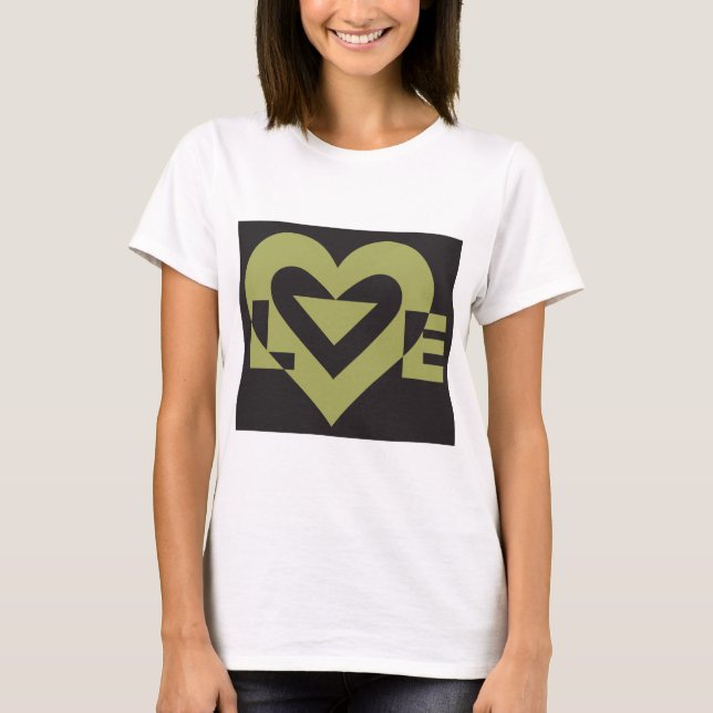 Camiseta Love Sage Green sobre el negro (Anverso)