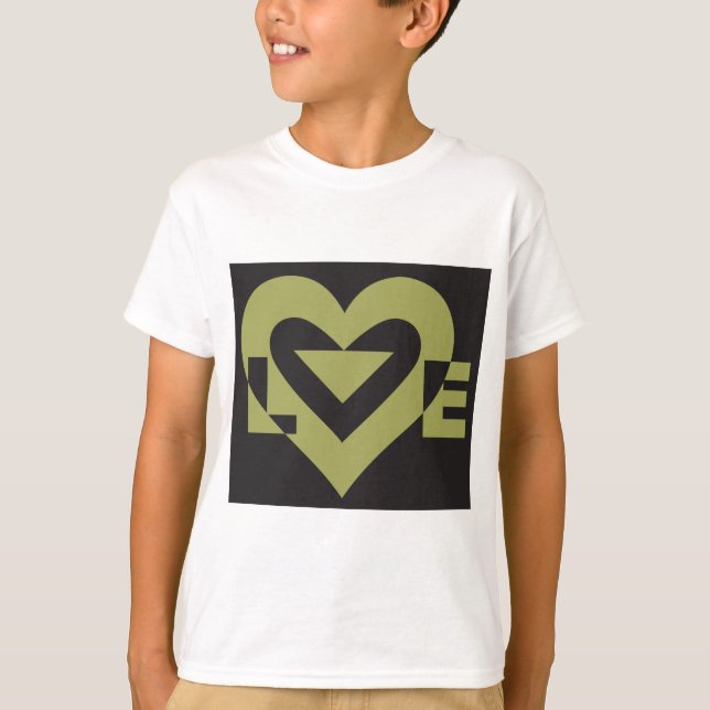 Camiseta Love Sage Green sobre el negro (Anverso)