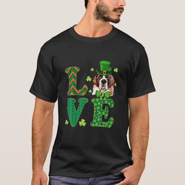 Camiseta Love Saint Bernard Dog St Patrick's Day (Anverso)