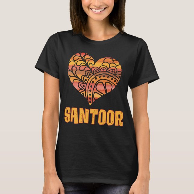 Camiseta Love Santoor Naranja Mandala Heart Indian Music (Anverso)