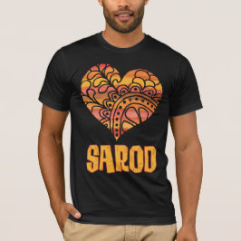 Camiseta Love Sarod Naranja Mandala Heart Indian Music