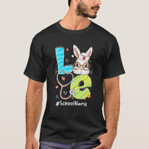 Camiseta LOVE School Nurs Bunny Lover Stethoscope Pascua D