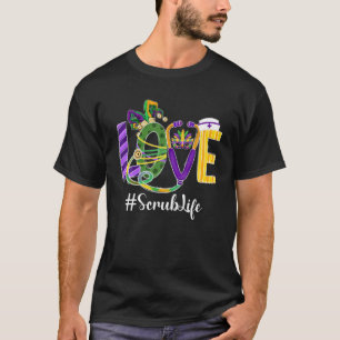 Camiseta LOVE Scrub Life Nurse Leopard Mardi Gras Festival