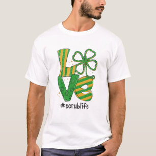 Camiseta Love Shamrock Irish Scrub Nurs Funny St Patricks