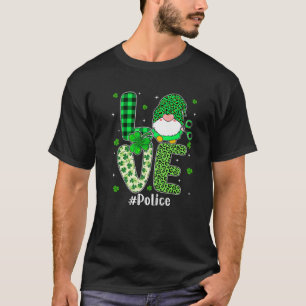 Camiseta LOVE Shamrock Leopard Plaid St Pattys Day Police G