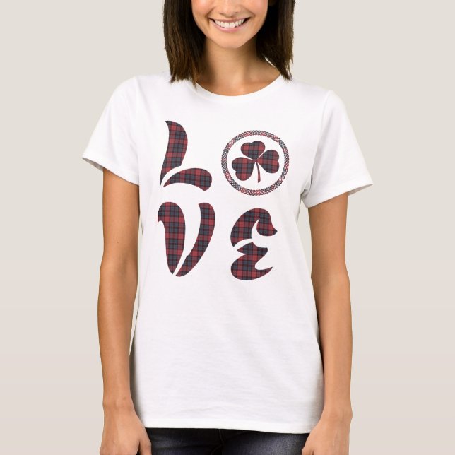 Camiseta Love Shamrock Plaid Tartan Pattern (Anverso)
