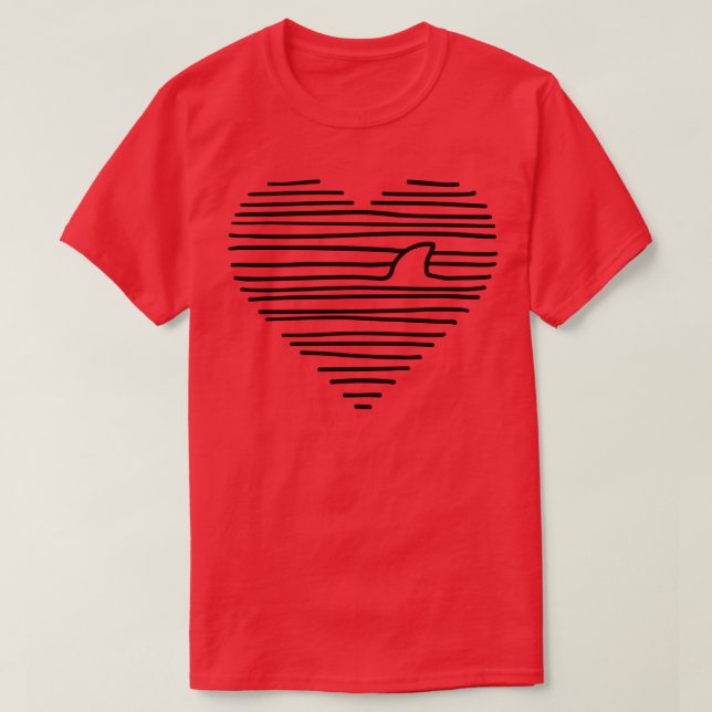 Camiseta Love Shark Minimalist Line Drawing Shark Fin Pullo (Diseño del anverso)